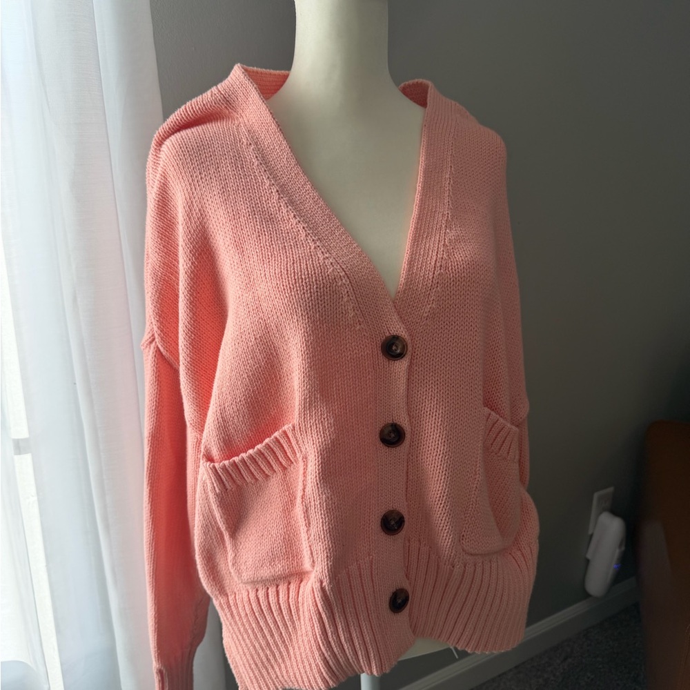 a new day Coral Button-Up Cardigan